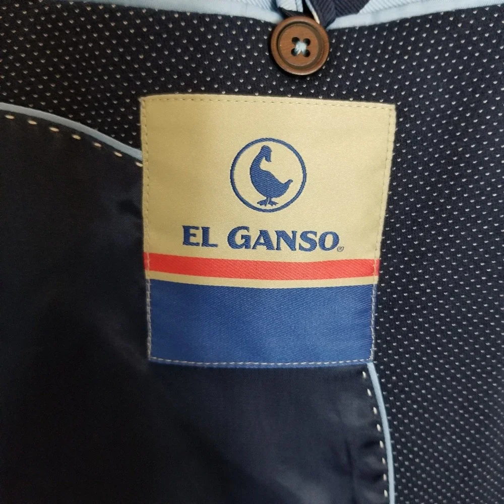 El Ganso Men Unstructured Blazer Jacket  US 42 Blue Printed‎ Cotton Blend Preppy